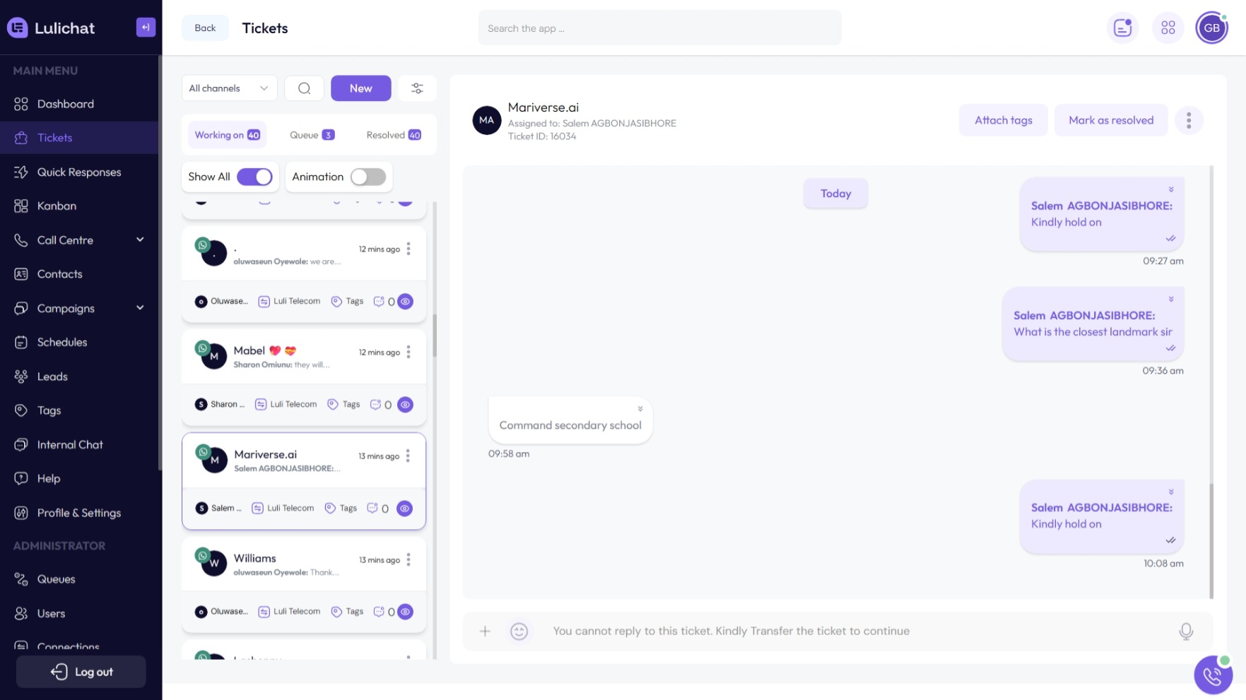 LuliChat Main Screen